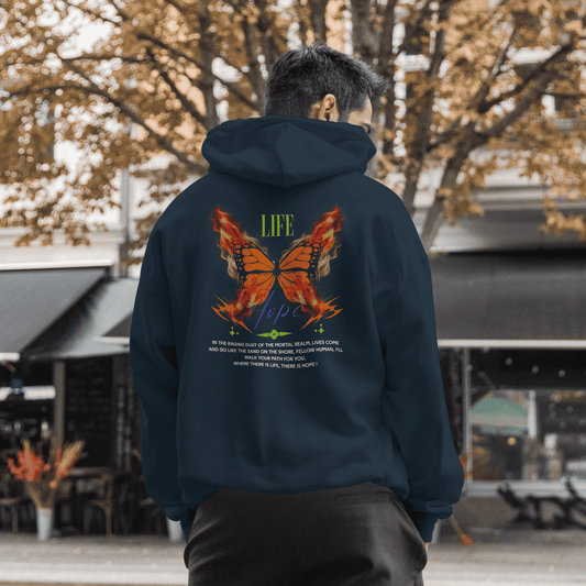 希望蝴蝶连帽衫 - 励志图案套头衫