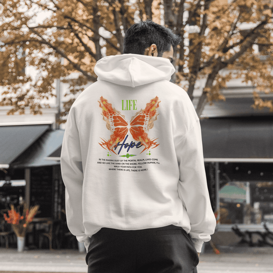 希望蝴蝶连帽衫 - 励志图案套头衫